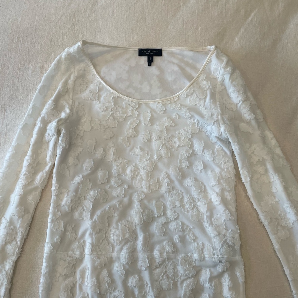 Rag & Bone White Embellished Fitted Blouse